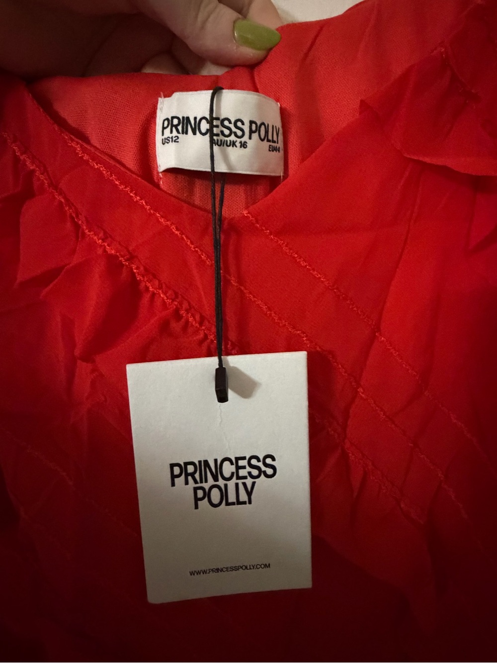 Red Spaghetti-Strap Ruffle Dress - Princess Polly - Picture 4 of 4